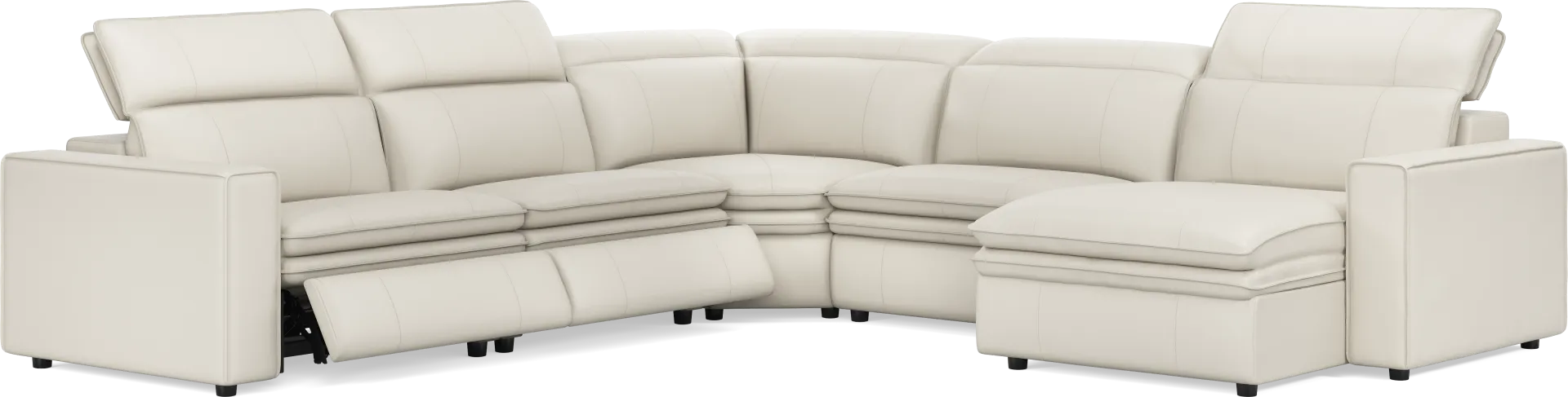 Santorini Ice Leather 5 Pc Dual Power Reclining Sectional - Image 1