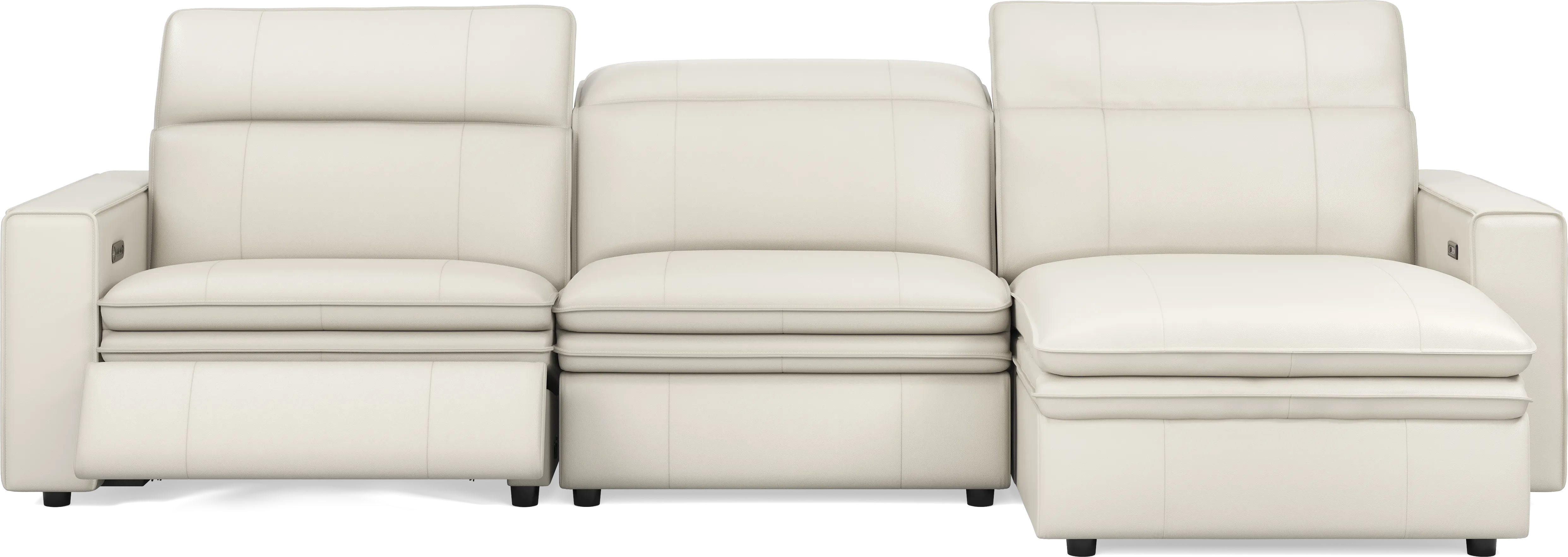 Santorini Ice Leather 3 Pc Dual Power Reclining Sectional - Thumbnail - Image 1