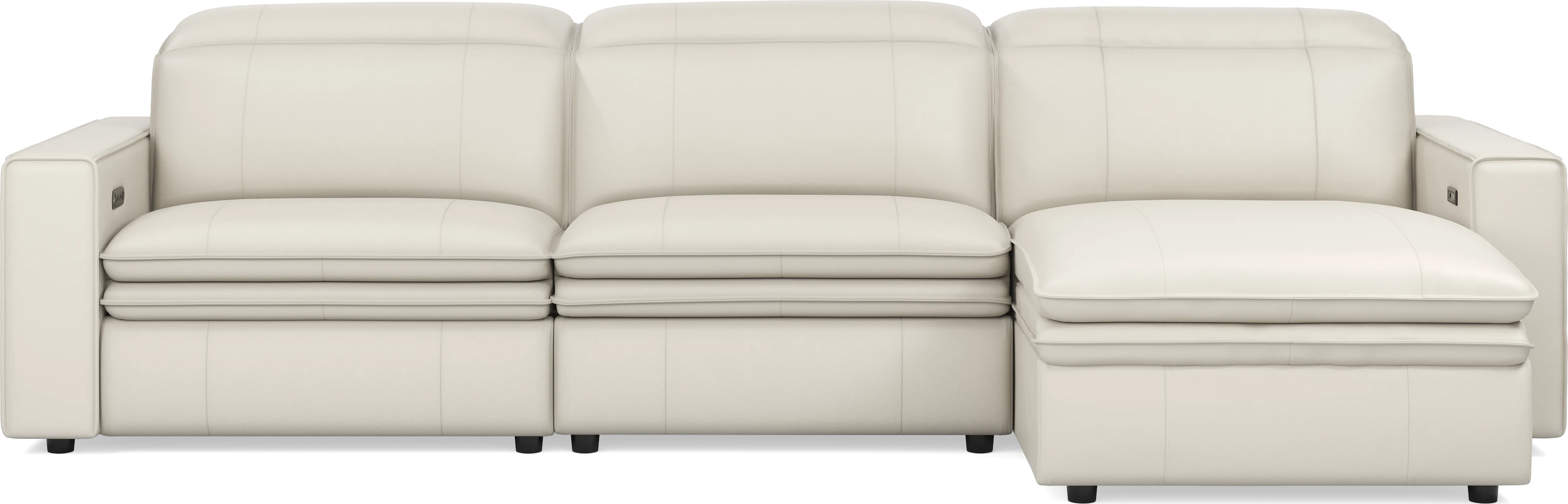 Santorini Ice Leather 3 Pc Dual Power Reclining Sectional - Thumbnail - Image 1