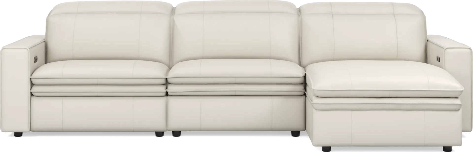 Santorini Ice Leather 3 Pc Dual Power Reclining Sectional