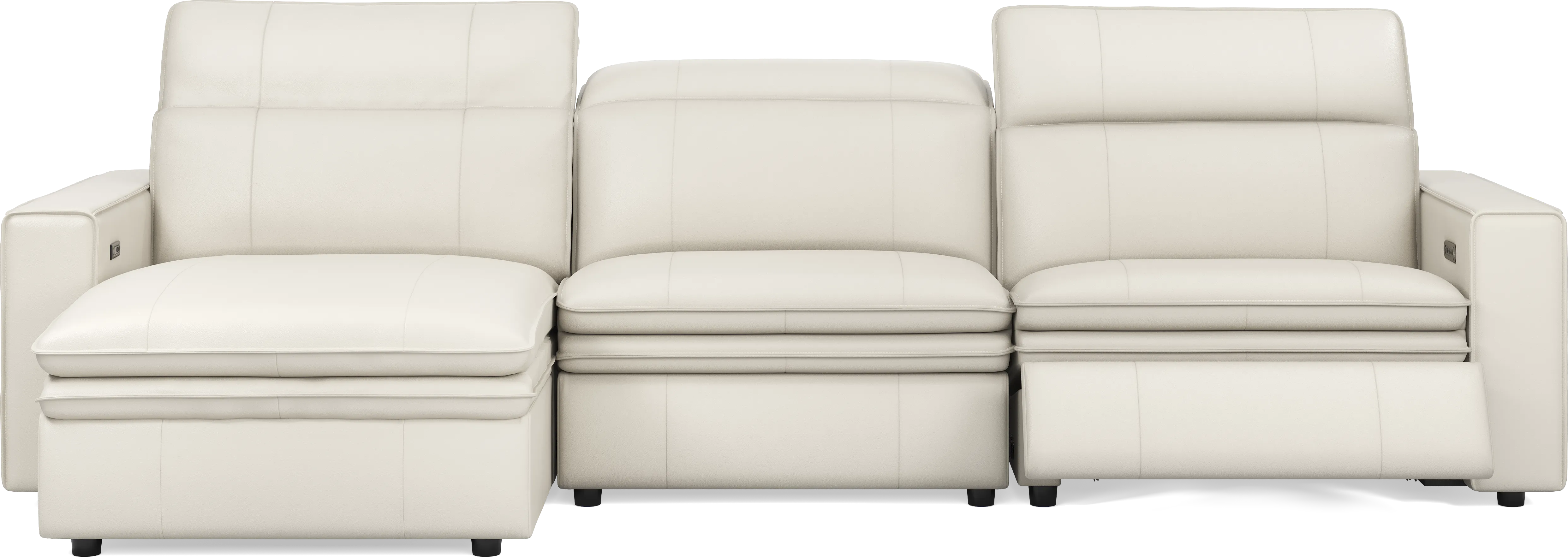 Santorini Ice Leather 3 Pc Dual Power Reclining Sectional - Thumbnail - Image 1