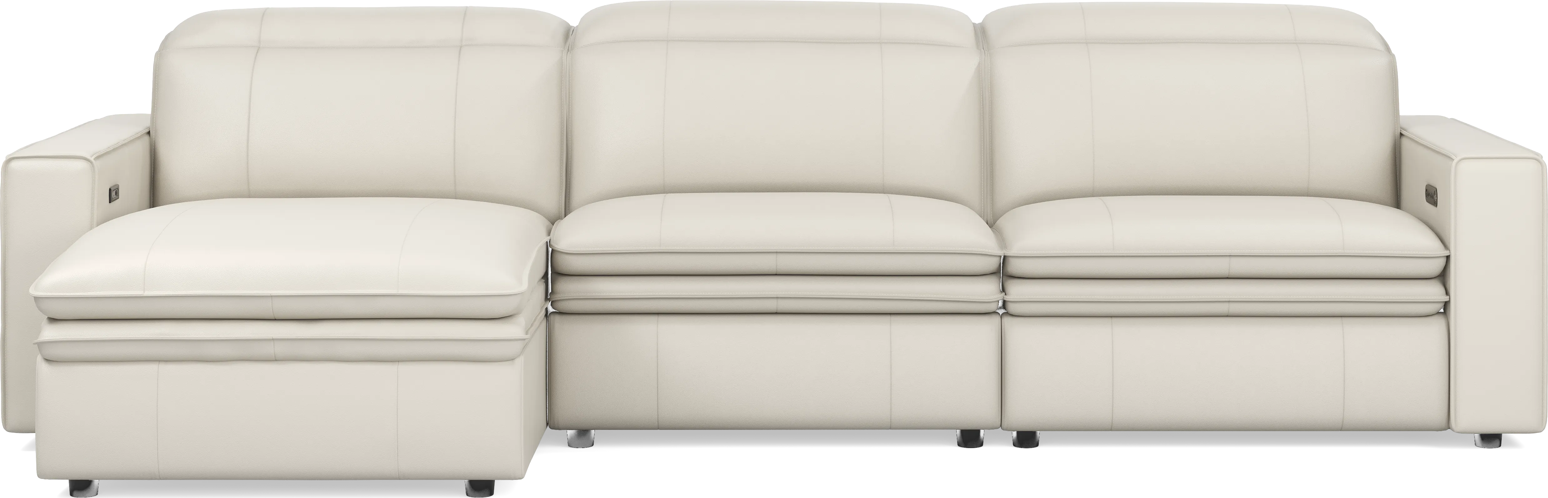 Santorini Ice Leather 3 Pc Dual Power Reclining Sectional - Thumbnail - Image 1