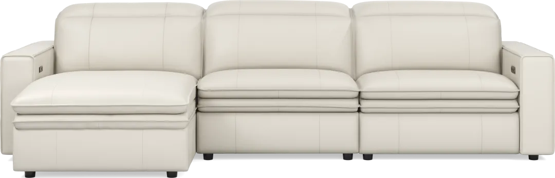 Santorini Ice Leather 3 Pc Dual Power Reclining Sectional