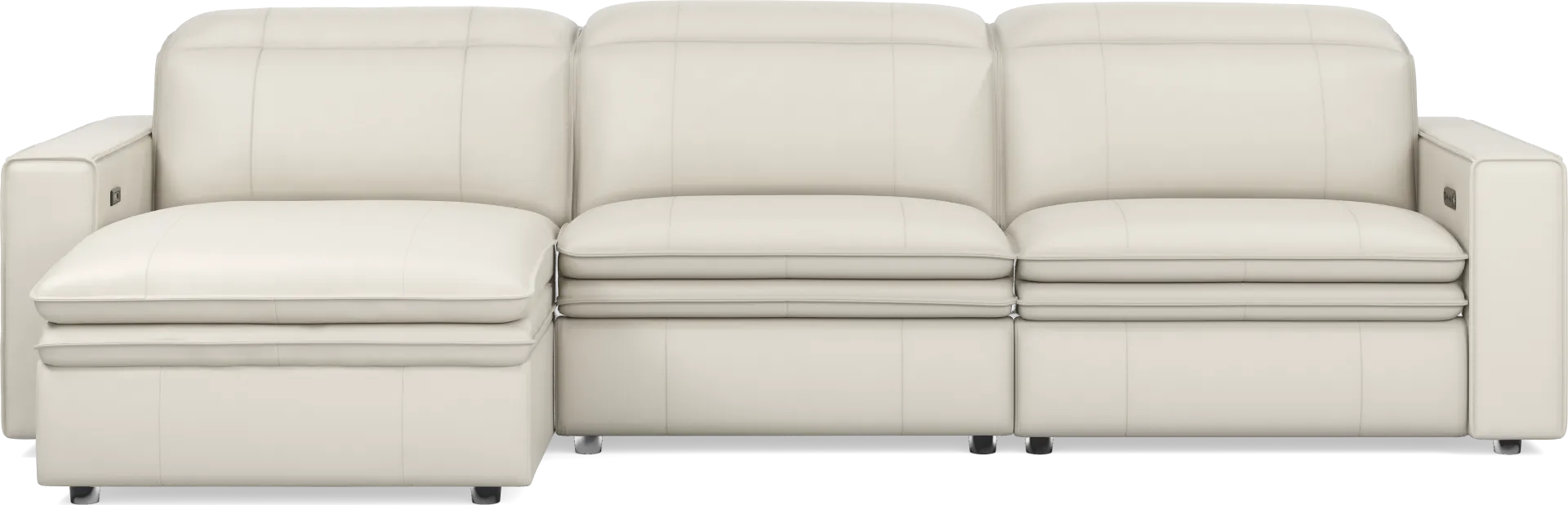 Santorini Ice Leather 3 Pc Dual Power Reclining Sectional - Image 1
