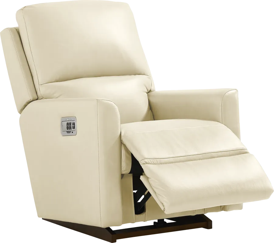 La-Z-Boy Wynne III Ivory Leather Dual Power Recliner