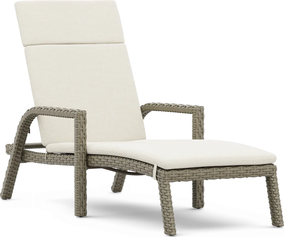 Siesta Key Driftwood Finish Outdoor Chaise with Desert Cushions