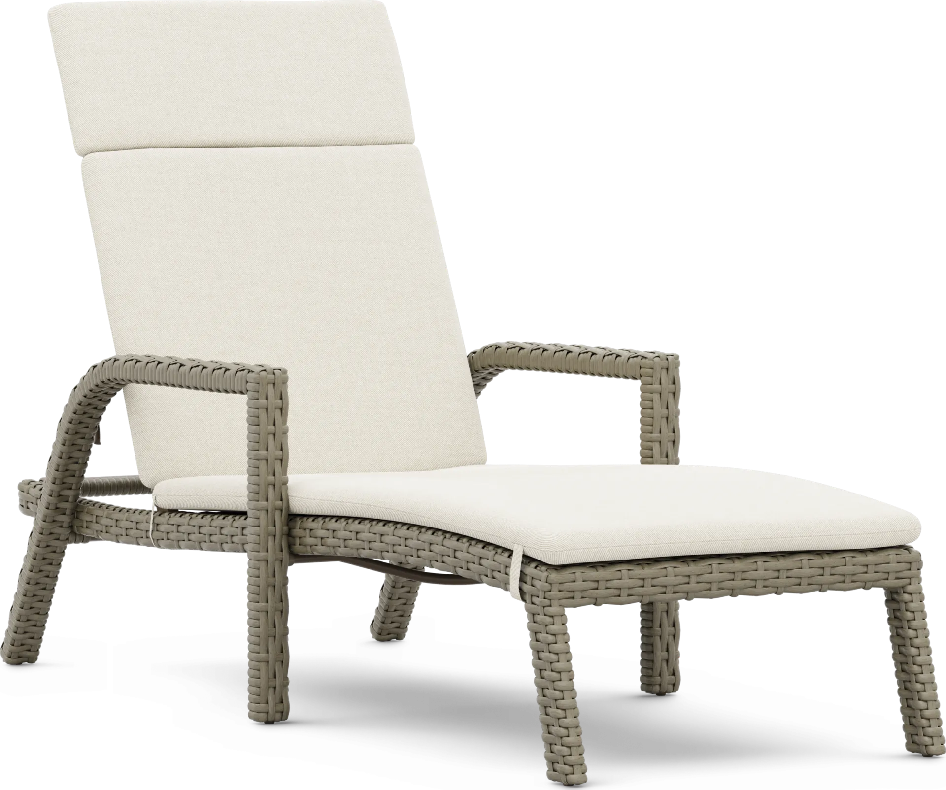 Siesta Key Driftwood Finish Outdoor Chaise with Desert Cushions - Image 1