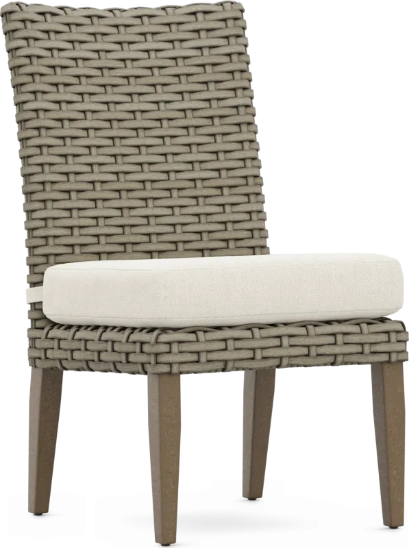Siesta Key Driftwood Finish Outdoor Side Chair with Desert Cushion