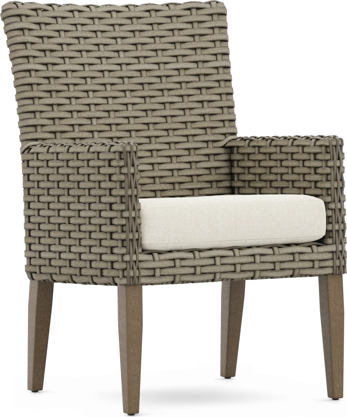 Siesta Key Driftwood Finish Outdoor Arm Chair with Desert Cushion - Thumbnail - Image 1