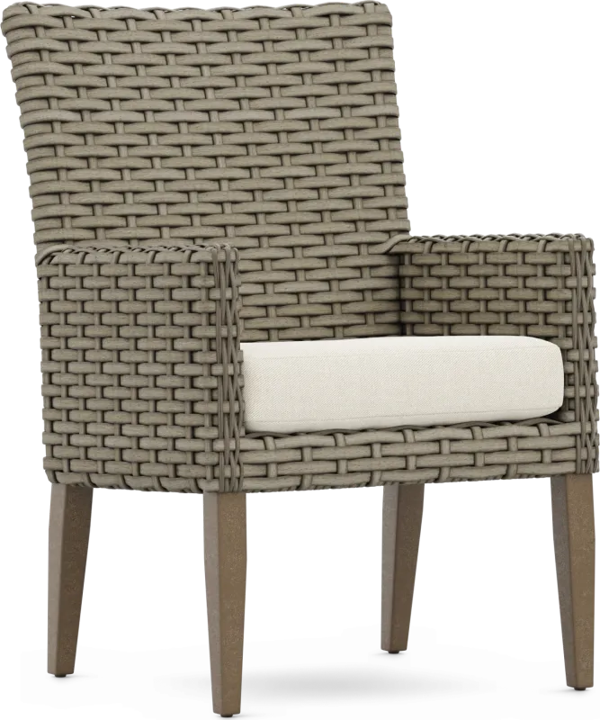 Siesta Key Driftwood Finish Outdoor Arm Chair with Desert Cushion