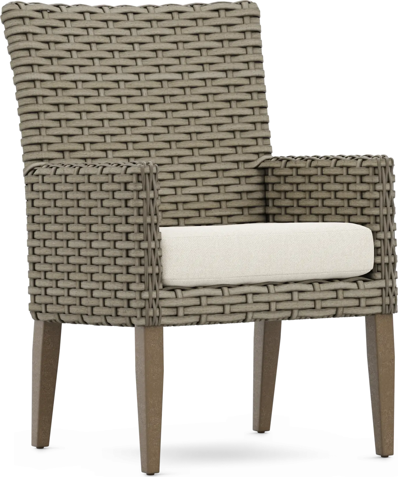 Siesta Key Driftwood Finish Outdoor Arm Chair with Desert Cushion
