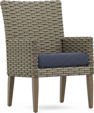 Siesta Key Driftwood Finish Outdoor Arm Chair with Ink Cushion