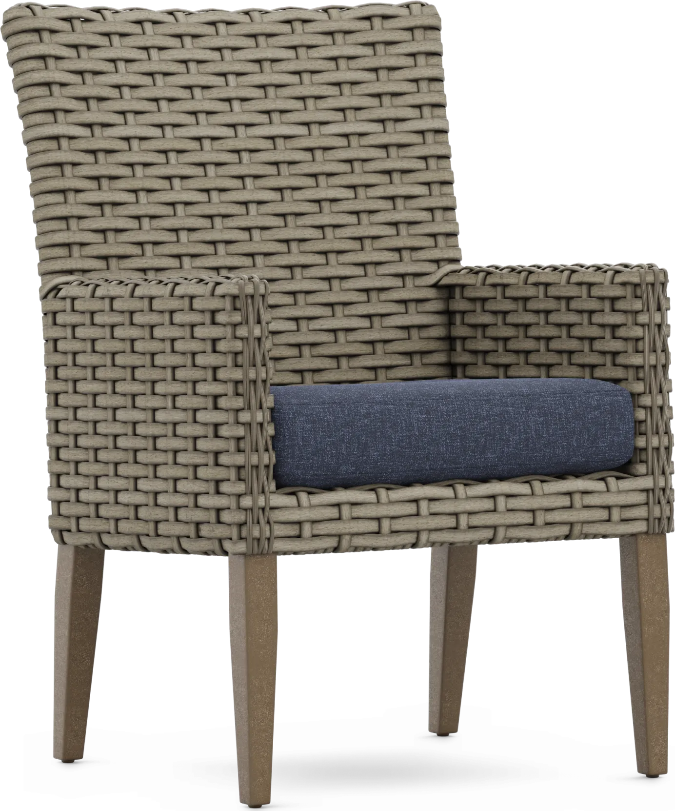 Siesta Key Driftwood Finish Outdoor Arm Chair with Ink Cushion - Image 1