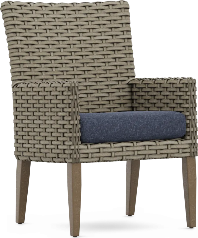 Siesta Key Driftwood Finish Outdoor Arm Chair with Ink Cushion