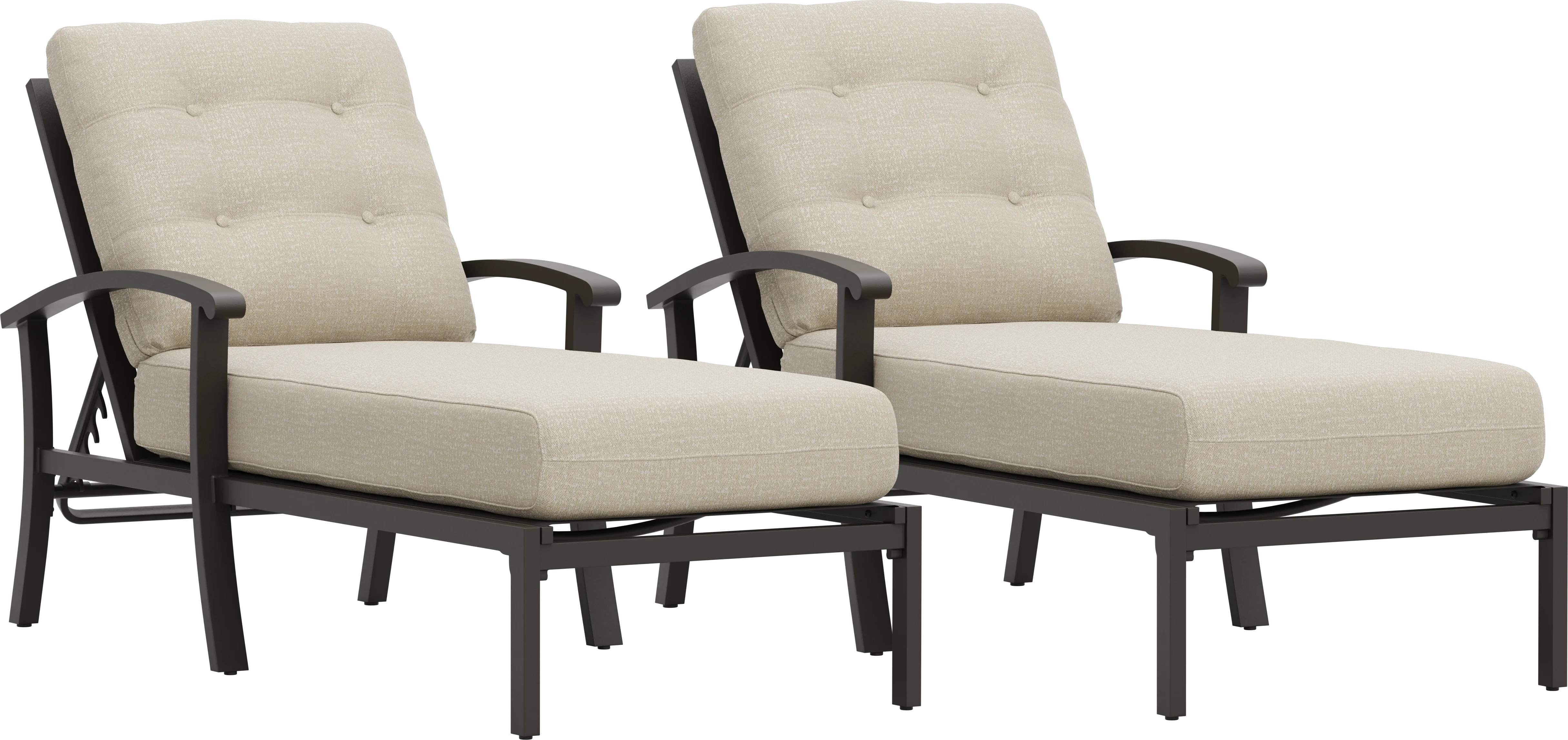 Lake Breeze Aged Bronze Outdoor Chaise with Hemp-Colored Cushions, Set of 2 - Thumbnail - Image 1