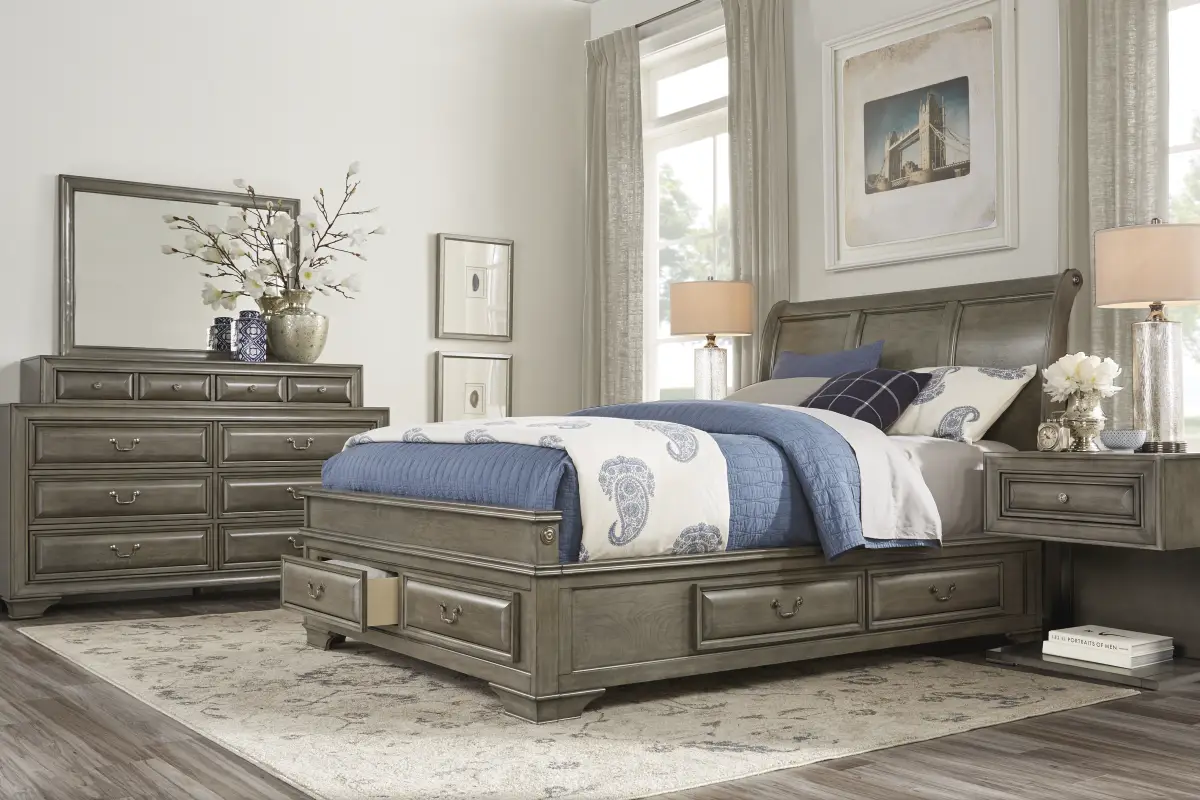 Mill Valley II Gray 7 Pc Queen Sleigh Bedroom with Storage