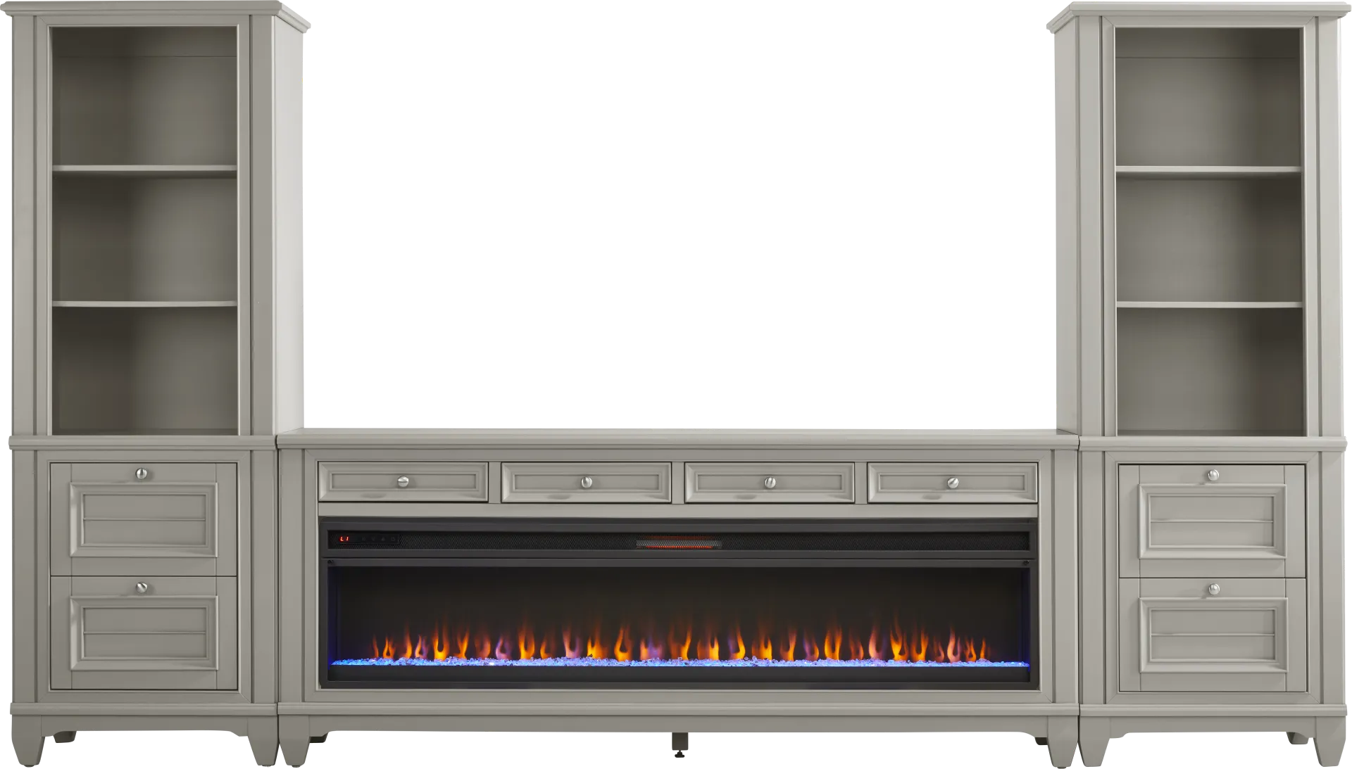 Hilton Head Gray 4 Pc Wall Unit with 80 in. Console and Electric Fireplace - Image 1