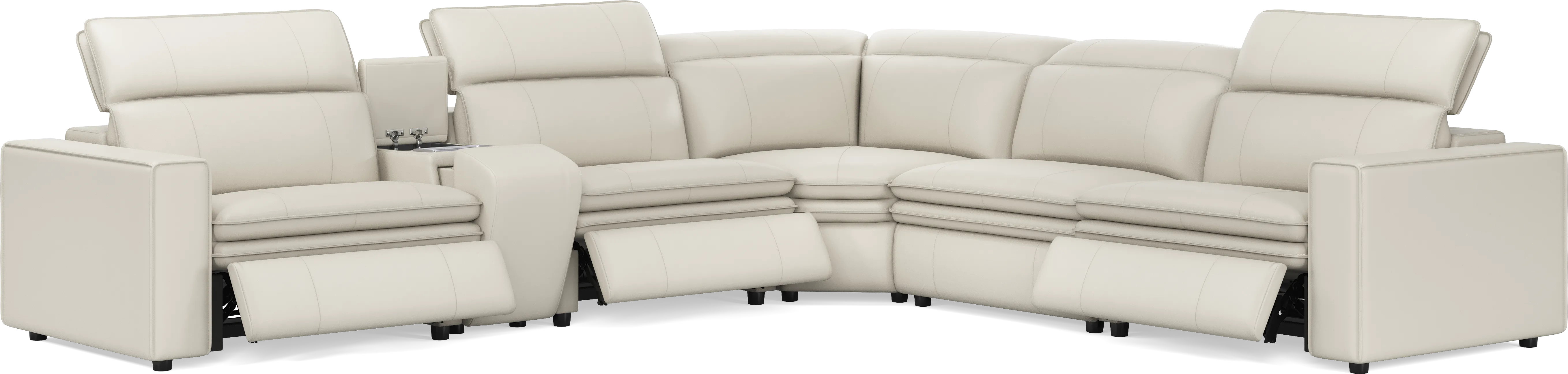 Santorini Ice Leather 6 Pc Dual Power Reclining Sectional - Thumbnail - Image 1