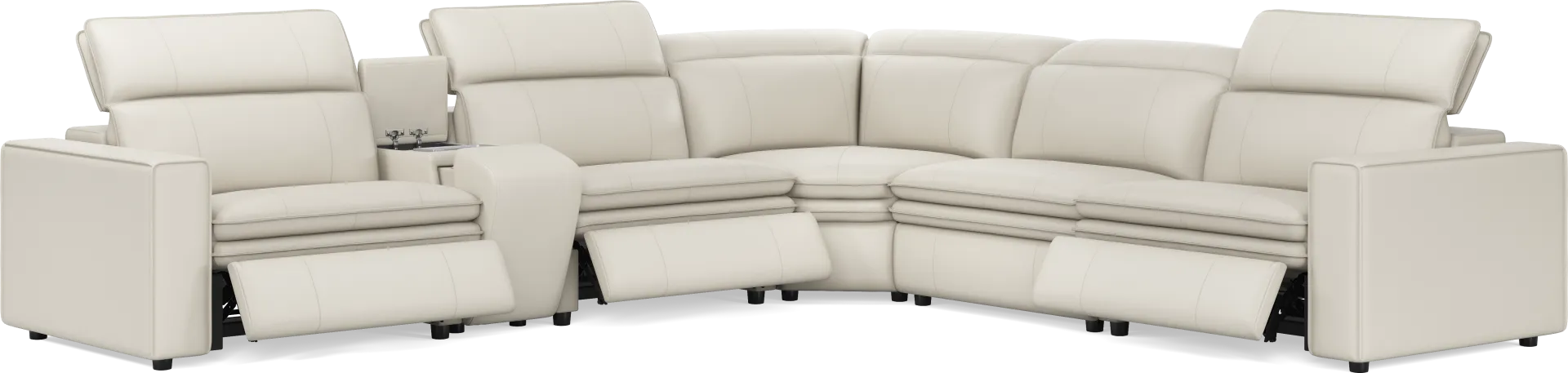 Santorini Ice Leather 6 Pc Dual Power Reclining Sectional - Image 1