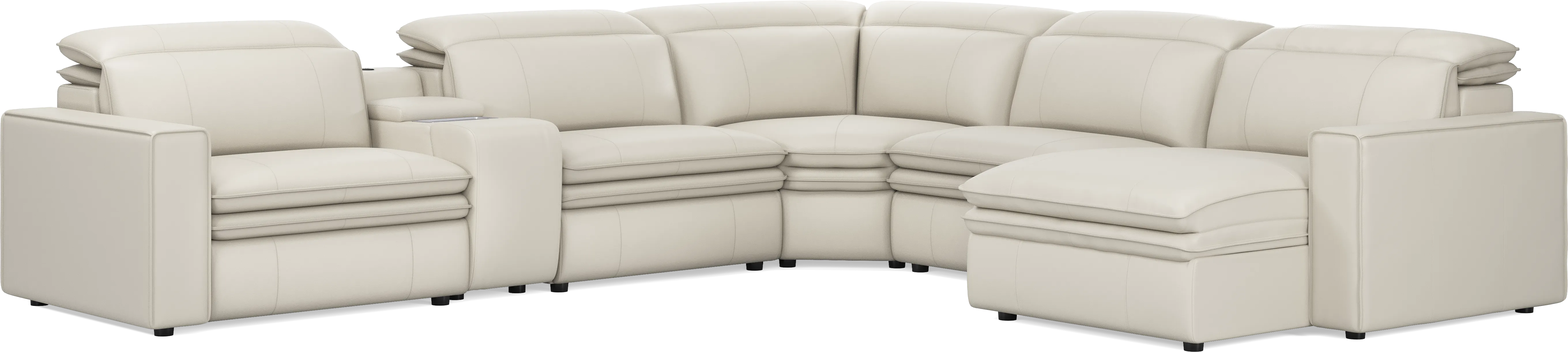 Santorini Ice Leather 6 Pc Dual Power Reclining Sectional - Thumbnail - Image 1