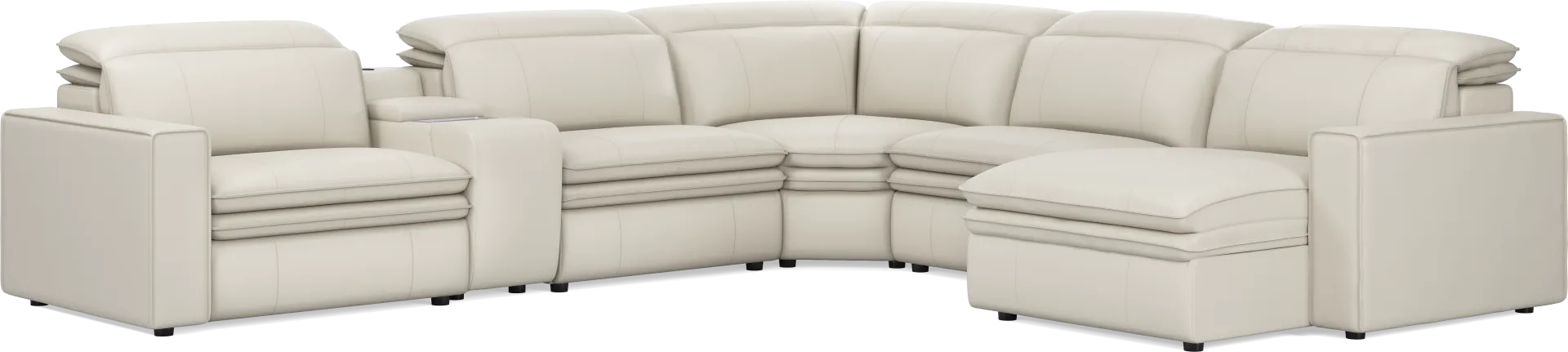 Santorini Ice Leather 6 Pc Dual Power Reclining Sectional - Image 1