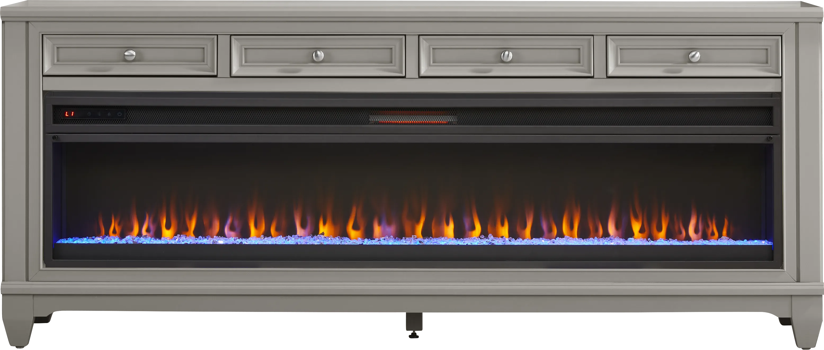 Hilton Head Gray 80 in. Console with Electric Fireplace - Thumbnail - Image 1
