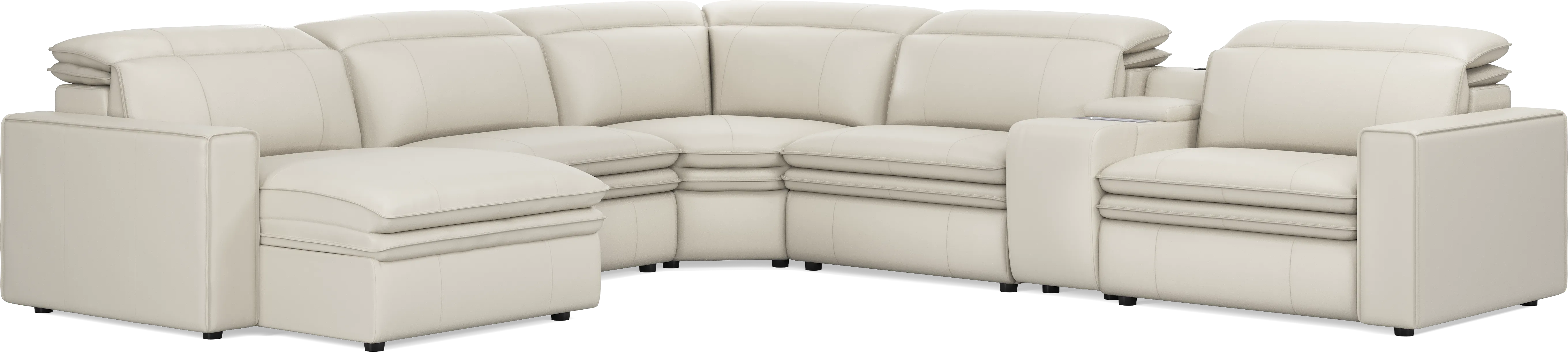 Santorini Ice Leather 6 Pc Dual Power Reclining Sectional - Thumbnail - Image 1