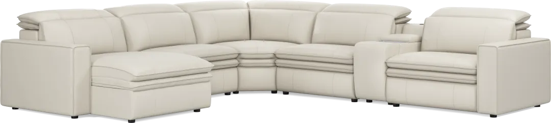Santorini Ice Leather 6 Pc Dual Power Reclining Sectional