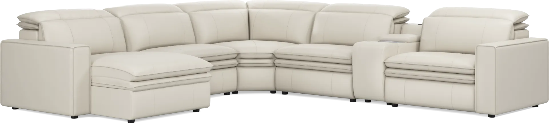 Santorini Ice Leather 6 Pc Dual Power Reclining Sectional - Image 1