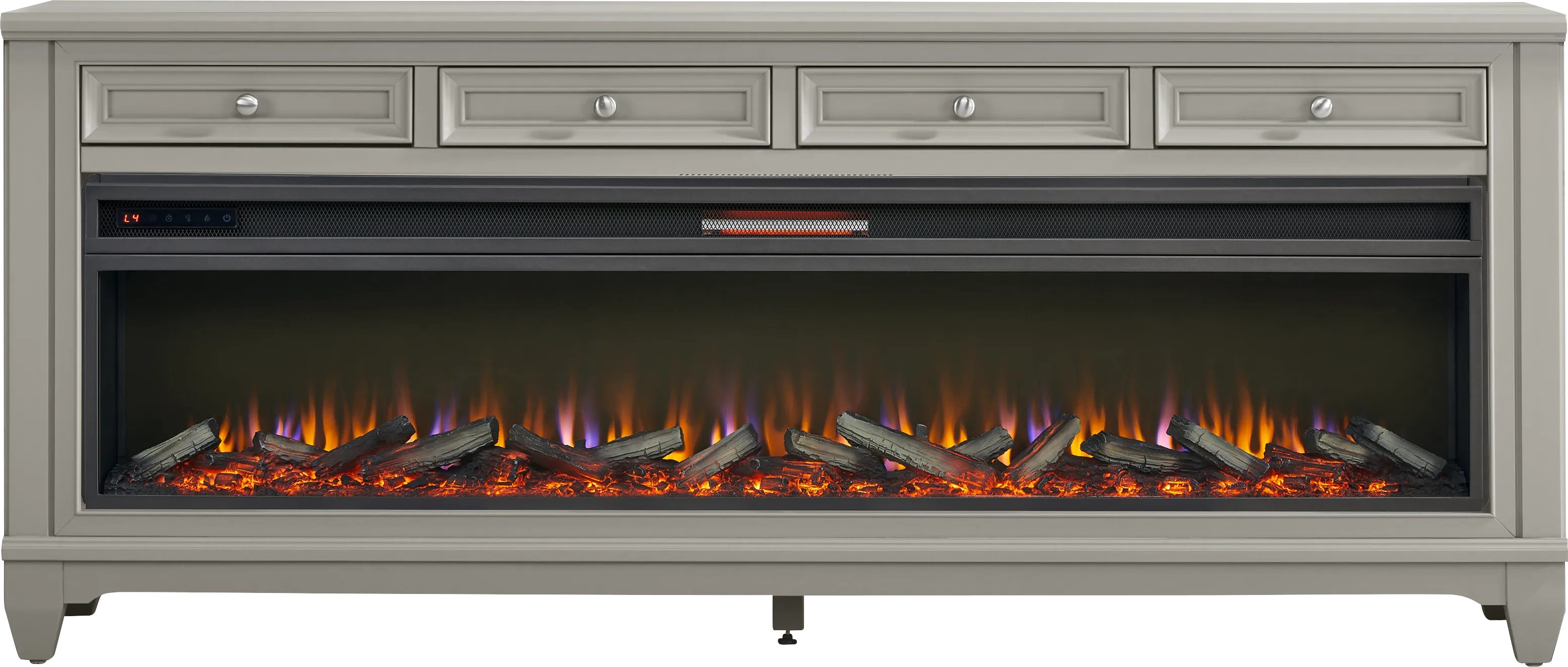 Hilton Head Gray 80 in. Console with Electric Log Fireplace - Thumbnail - Image 1