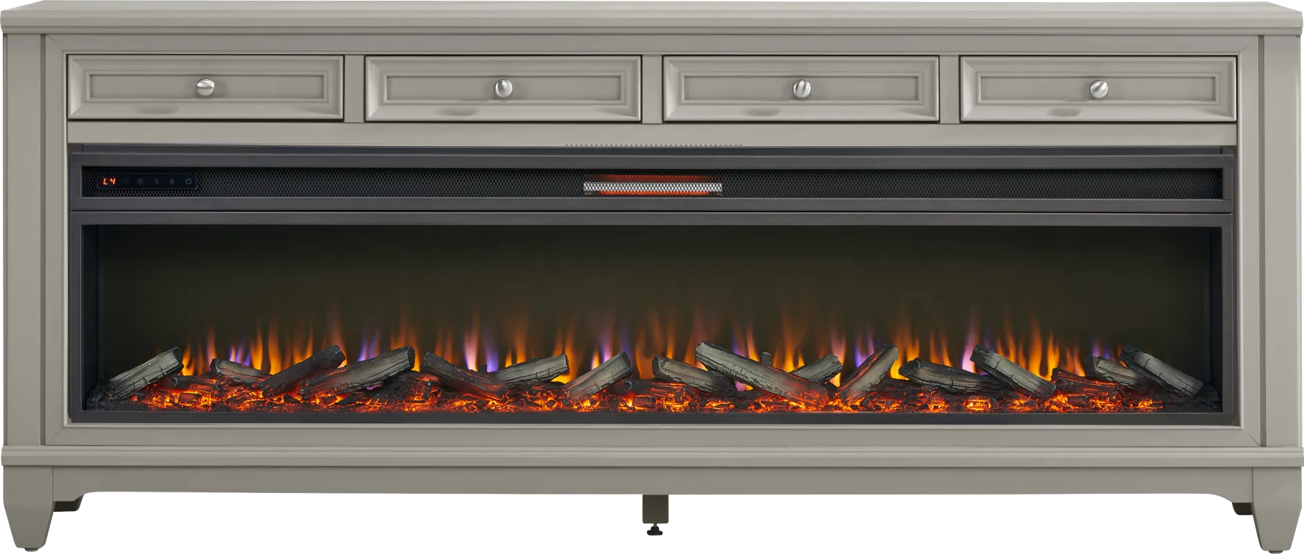 Hilton Head Gray 80 in. Console with Electric Log Fireplace