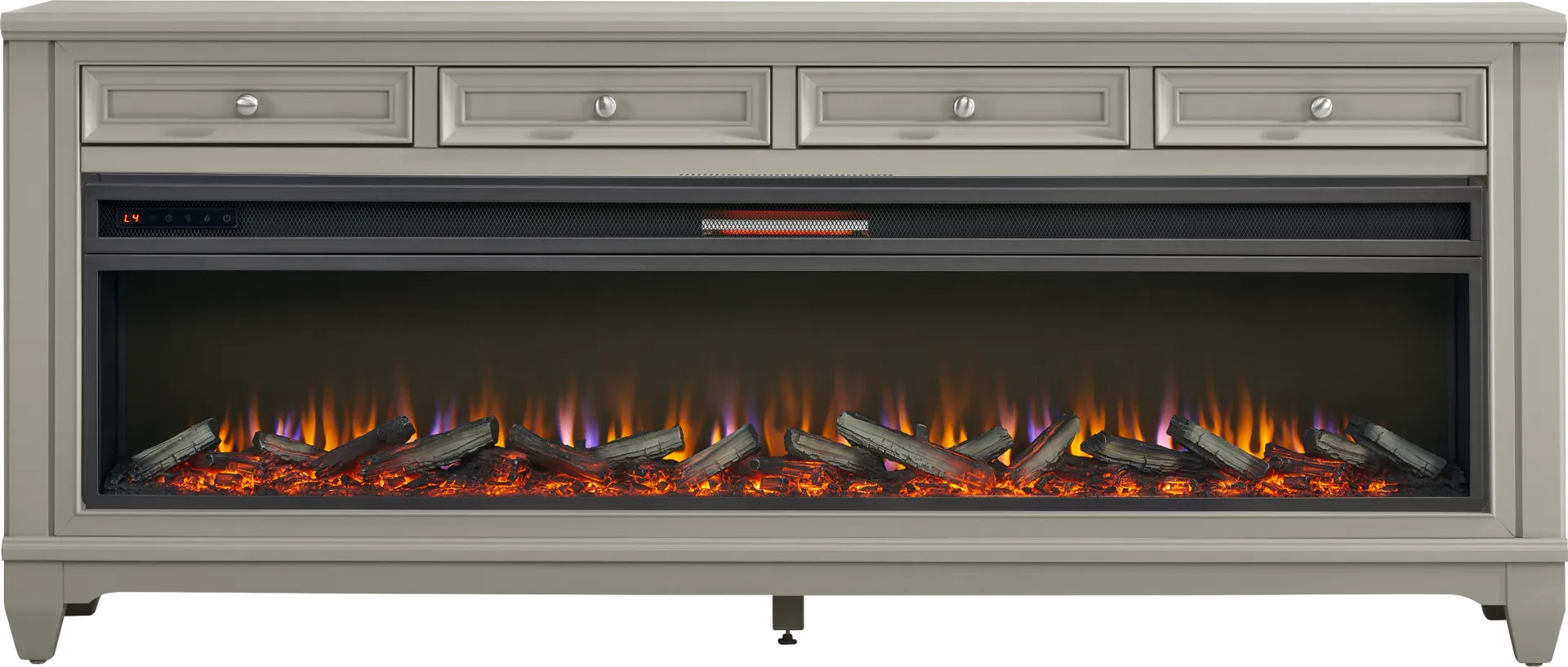 Hilton Head Gray 80 in. Console with Electric Log Fireplace - Image 1