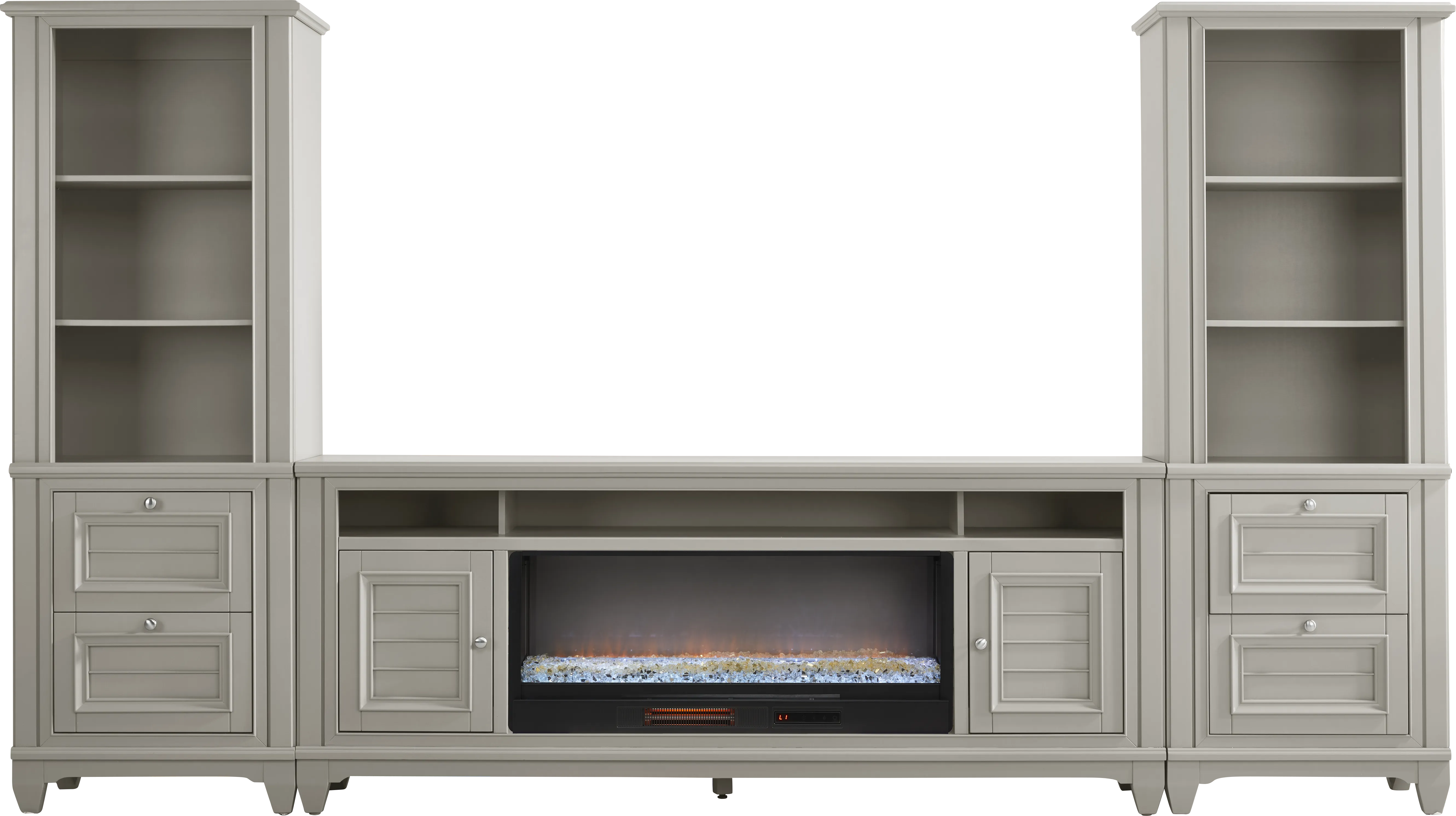 Hilton Head Gray 4 Pc Wall Unit with 82 in. Console and Electric Fireplace - Thumbnail - Image 1