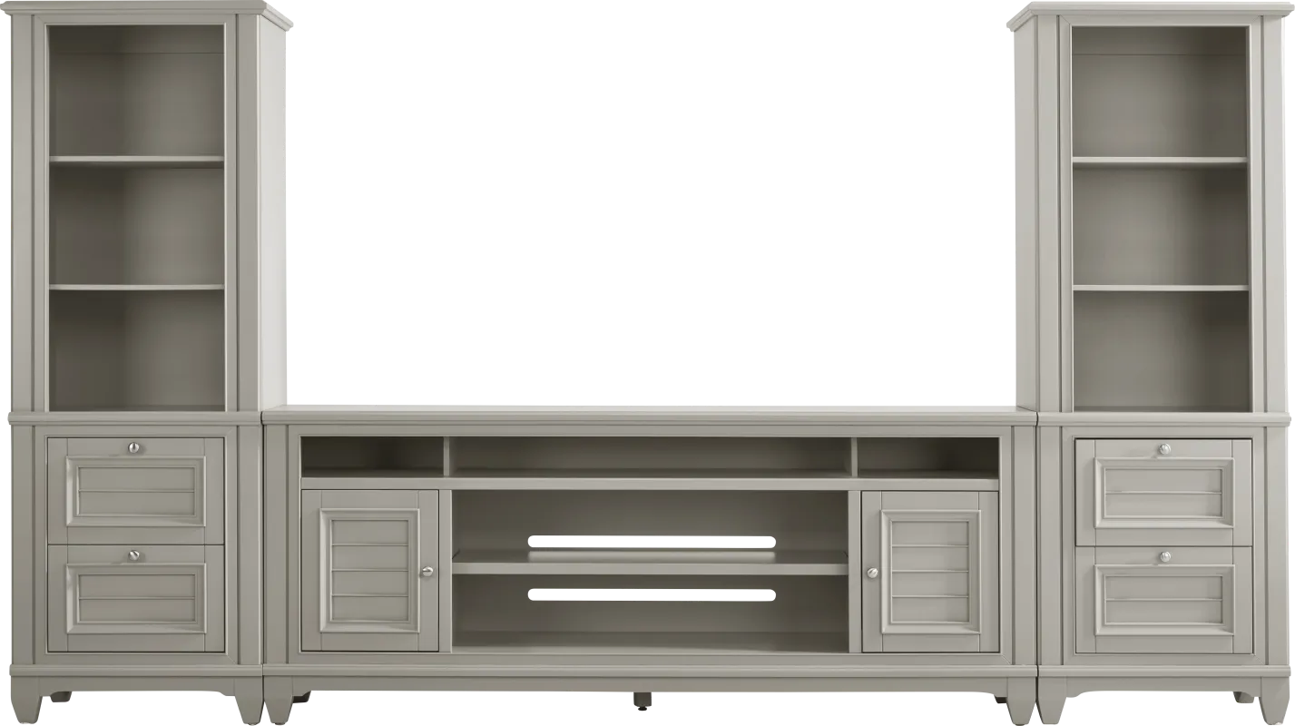 Hilton Head Gray 3 Pc Wall Unit with 82 in. Console