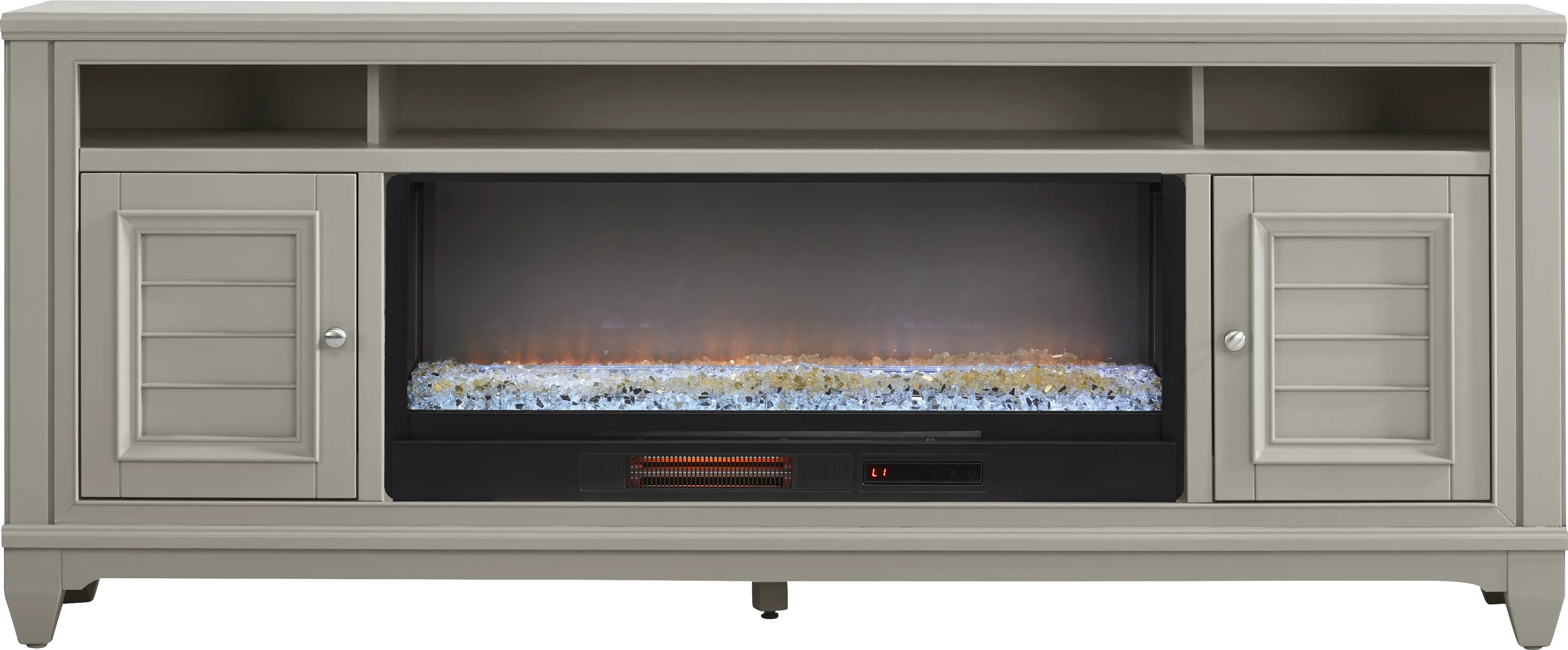 Hilton Head Gray 82 in. Console with Electric Fireplace - Thumbnail - Image 1