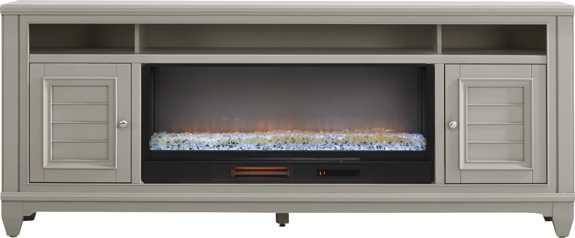 Hilton Head Gray 82 in. Console with Electric Fireplace - Image 1