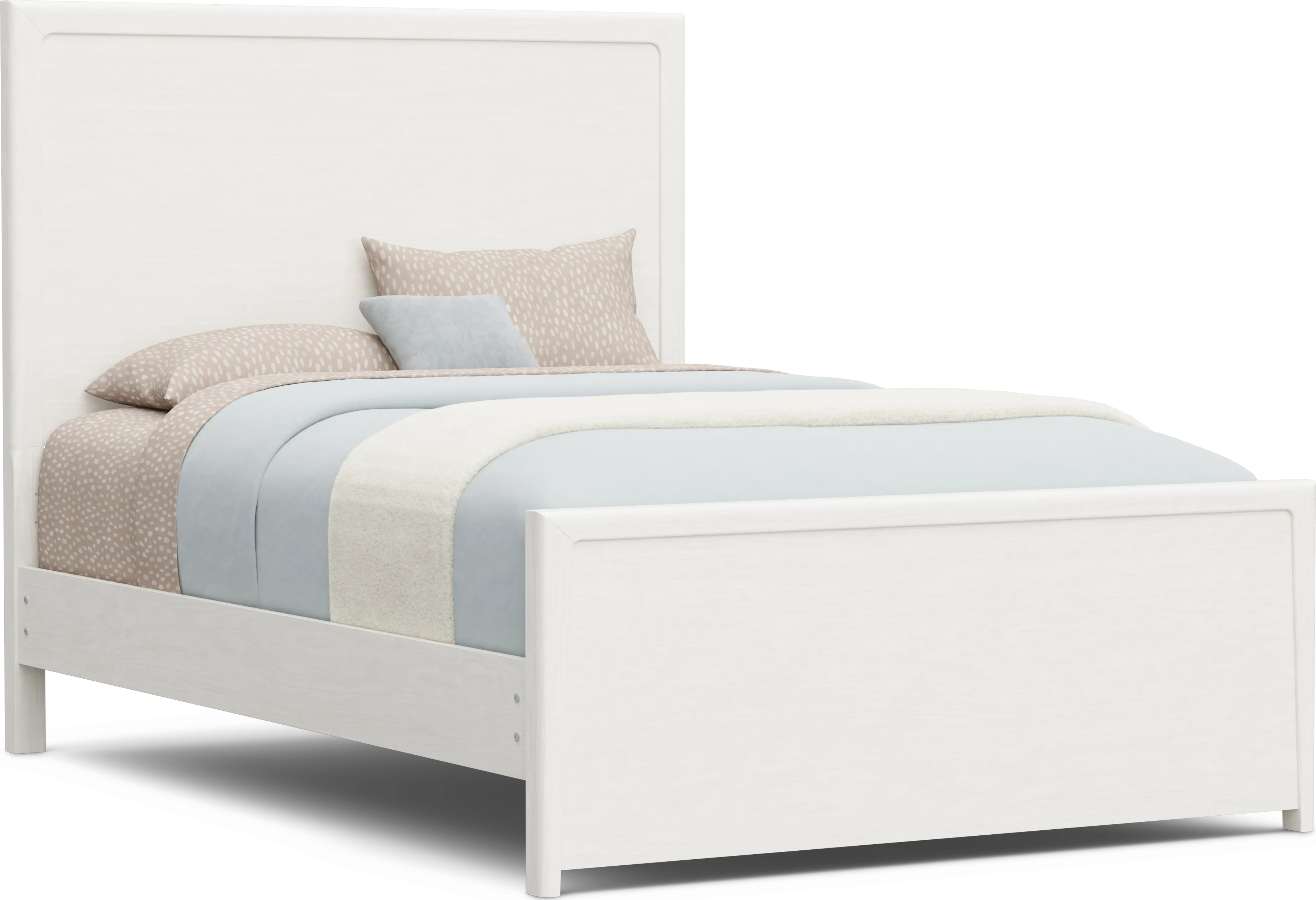 Kids Stardust Pearlized White Full Panel Bed - Thumbnail - Image 1