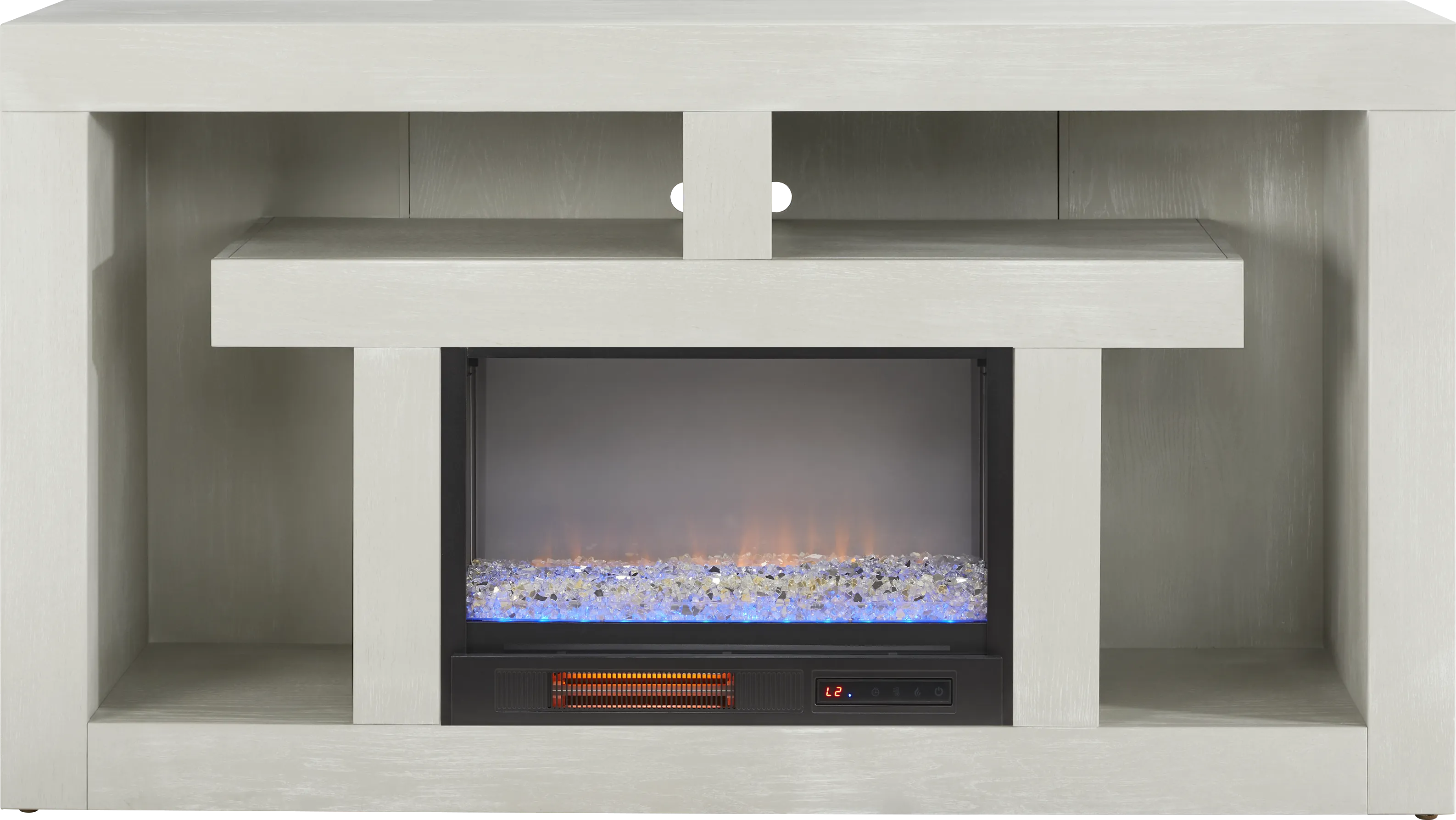 Brookland Park Light Gray 66 in. Console with Electric Fireplace - Thumbnail - Image 1
