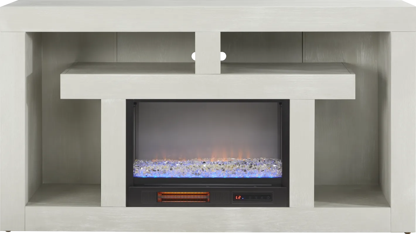 Brookland Park Light Gray 66 in. Console with Electric Fireplace