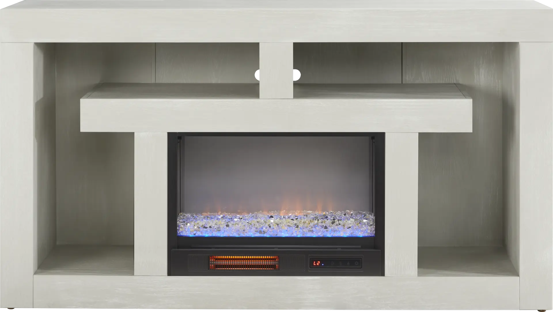 Brookland Park Light Gray 66 in. Console with Electric Fireplace