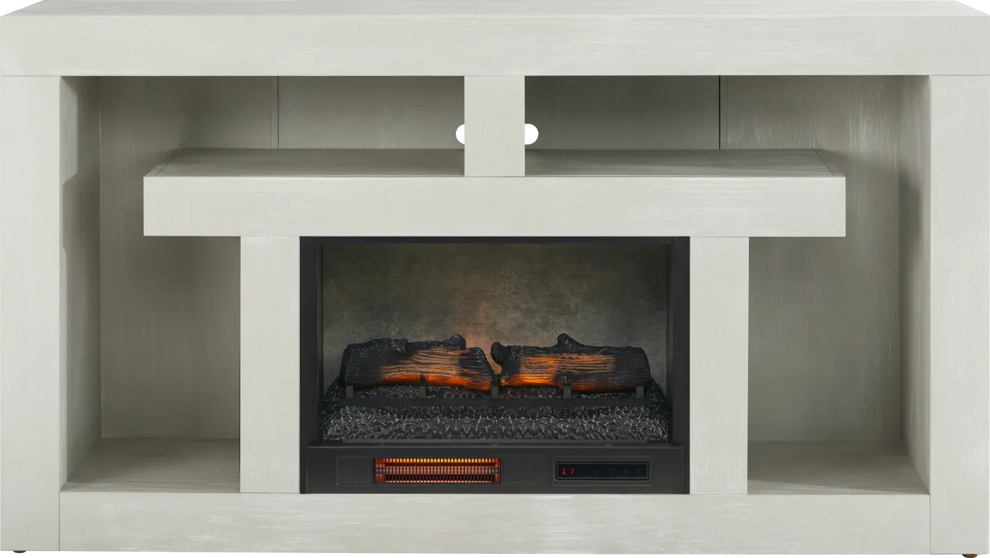 Brookland Park Light Gray 66 in. Console with Electric Log Fireplace