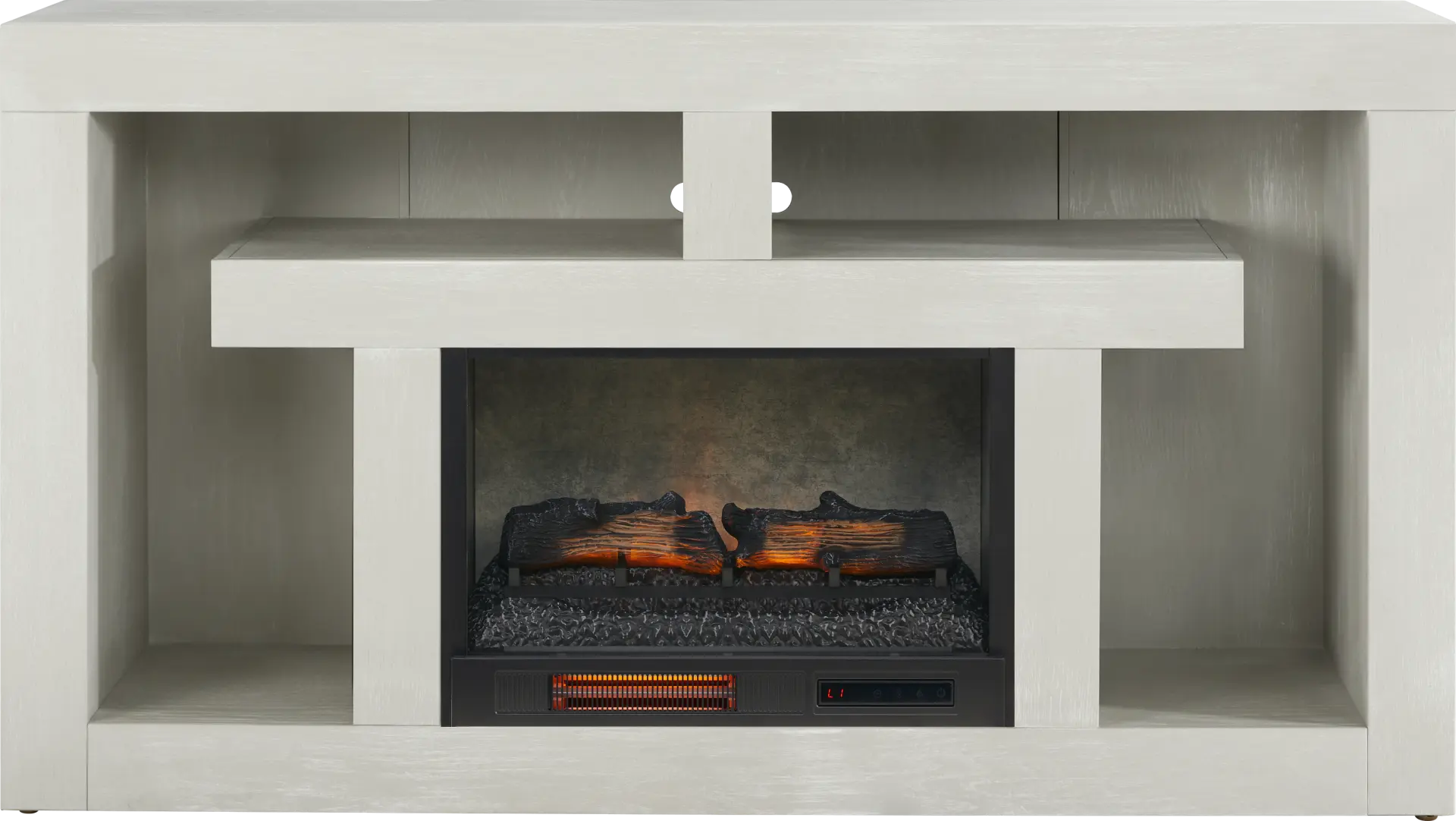 Brookland Park Light Gray 66 in. Console with Electric Log Fireplace