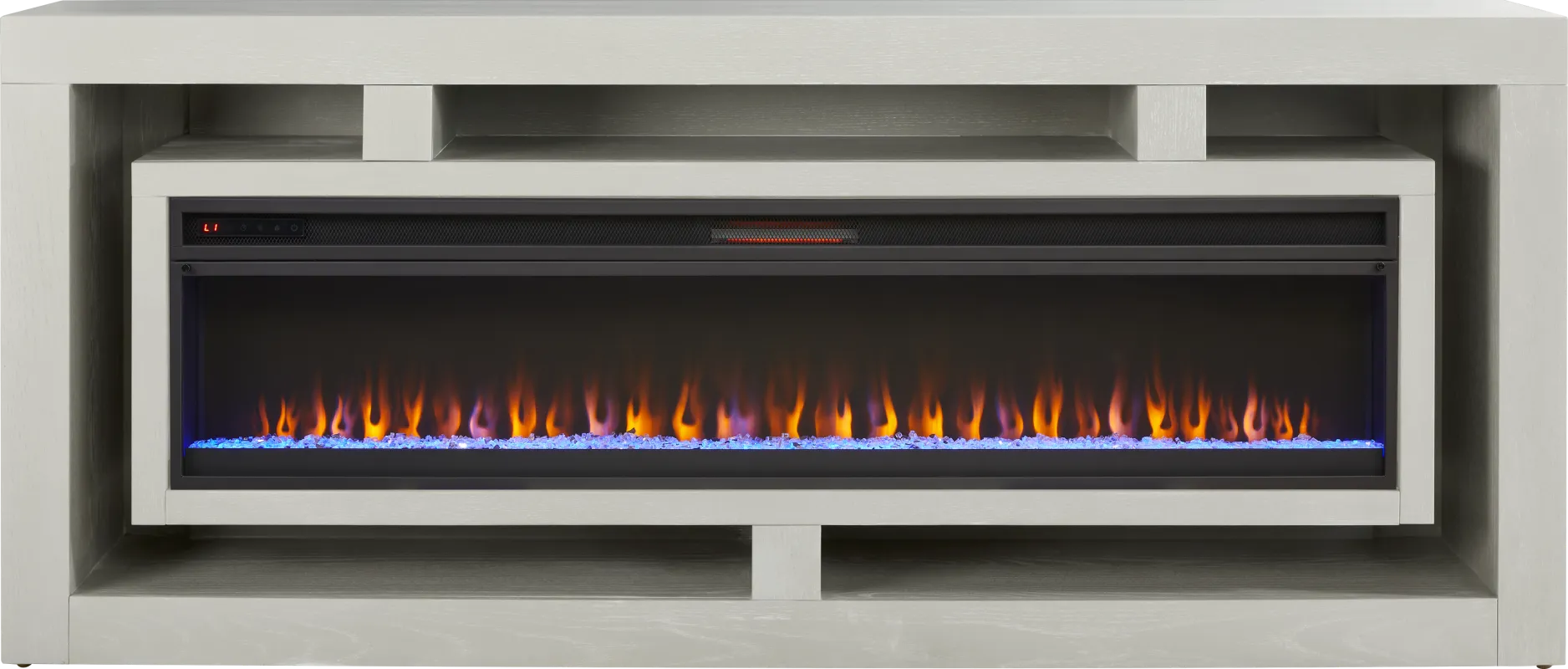 Brookland Park Light Gray 91 in. Console with Electric Fireplace