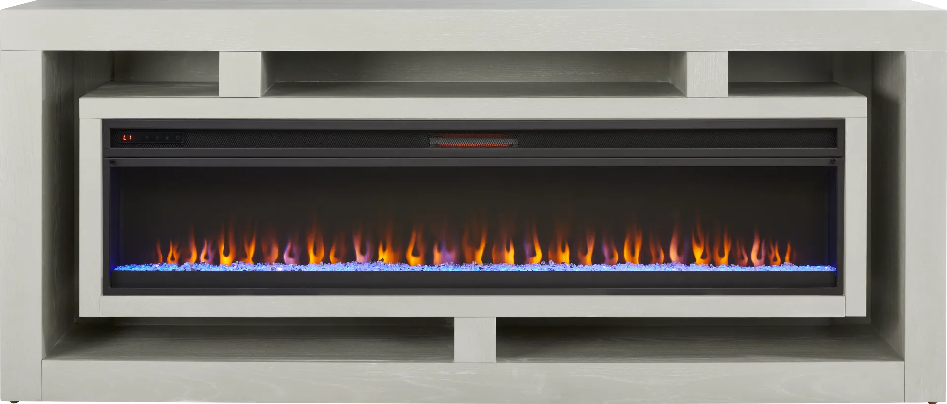 Brookland Park Light Gray 91 in. Console with Electric Fireplace - Image 1