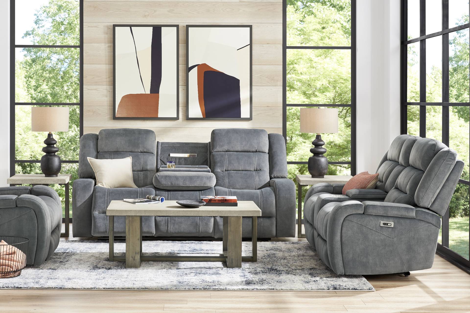 McKinley Graphite 2 Pc Power Reclining Living Room full room