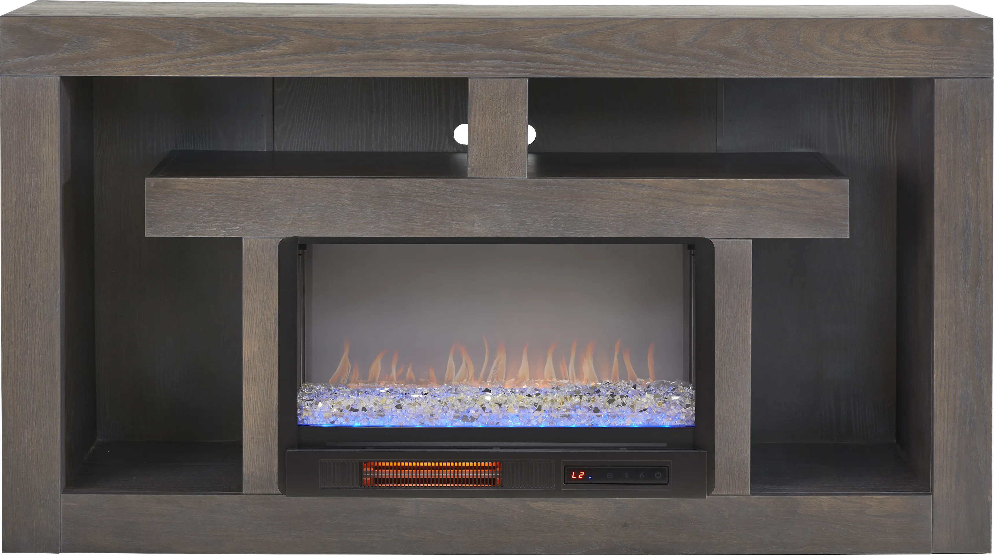 Brookland Park Black 66 in. Console with Electric Fireplace - Thumbnail - Image 1