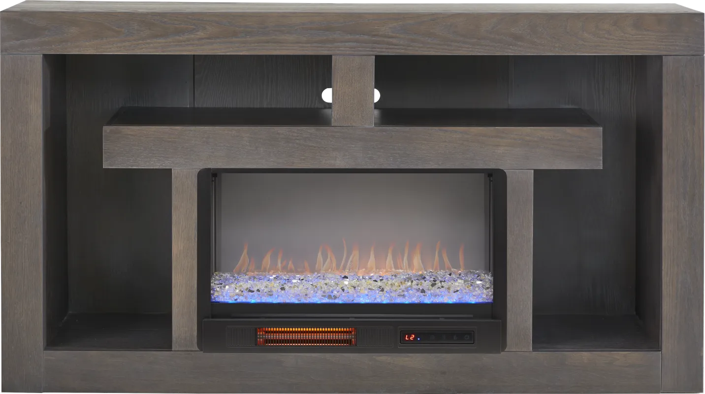 Brookland Park Black 66 in. Console with Electric Fireplace