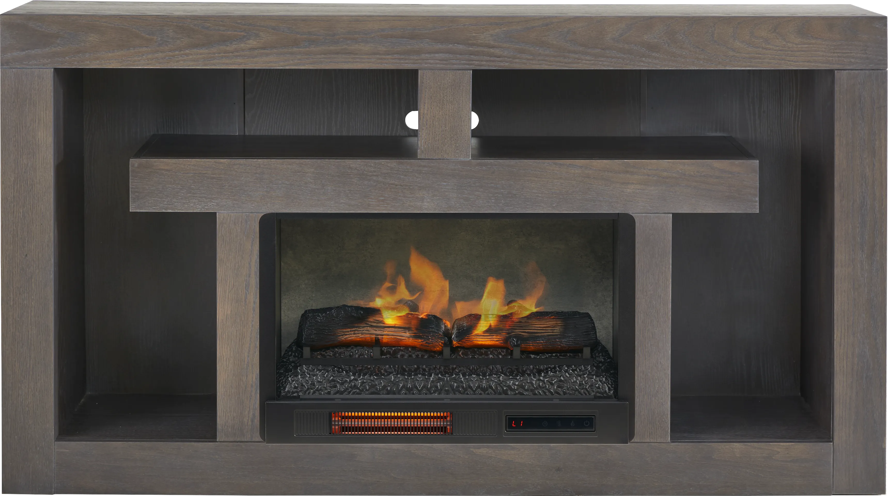 Brookland Park Black 66 in. Console with Electric Log Fireplace - Thumbnail - Image 1