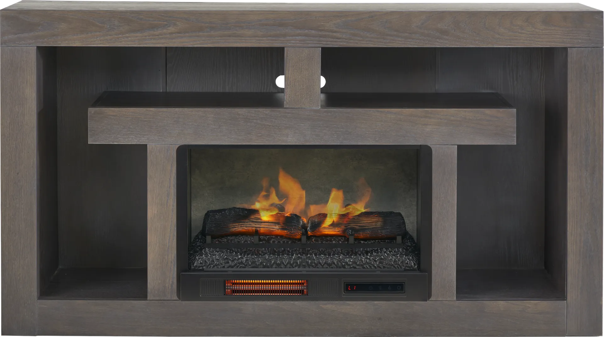 Brookland Park Black 66 in. Console with Electric Log Fireplace - Image 1