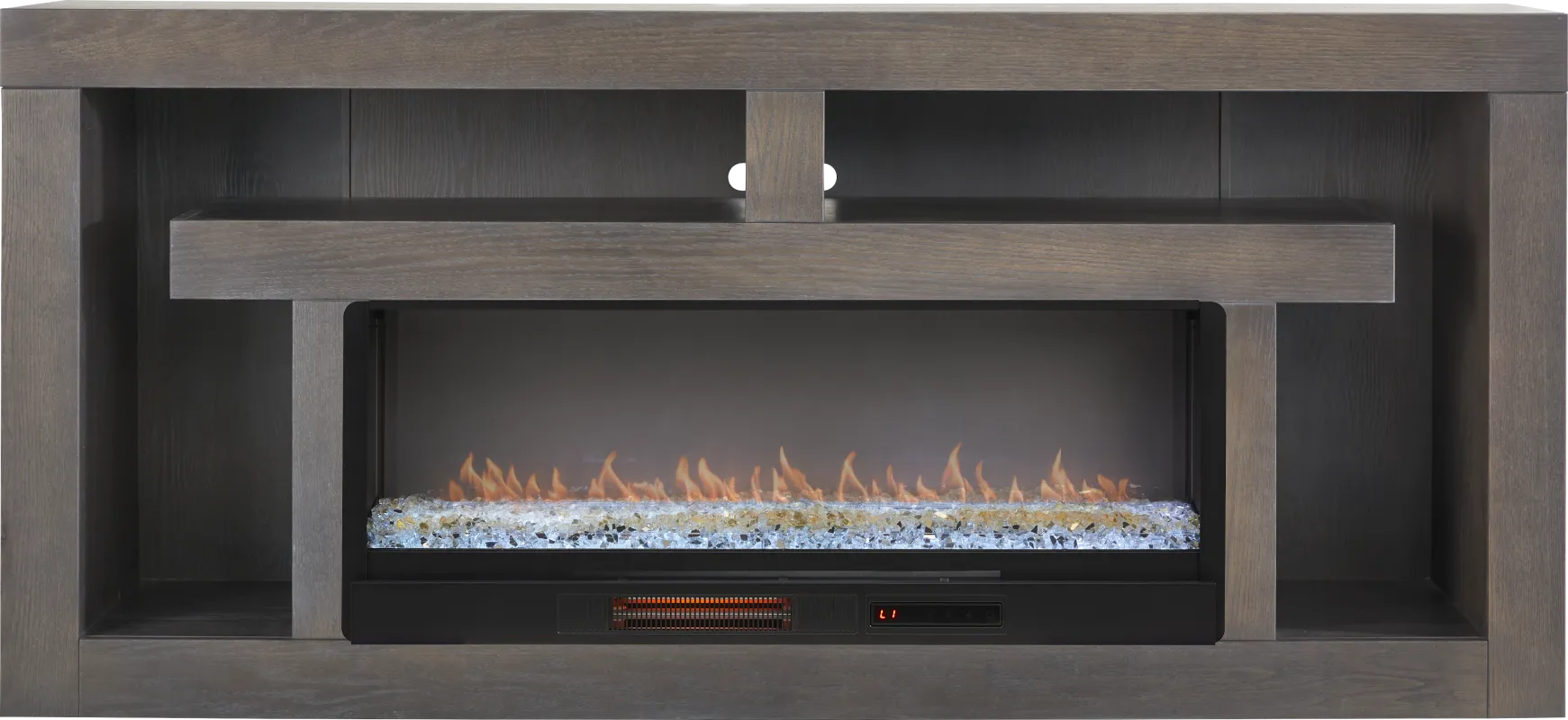 Brookland Park Black 80 in. Console with Electric Fireplace
